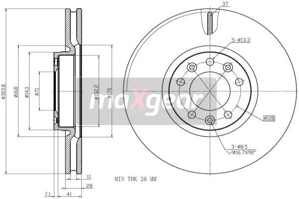 TARCZA HAM. PEUGEOT P. 308 13-/508 10-/407 10- 304MM Oferta limitowana