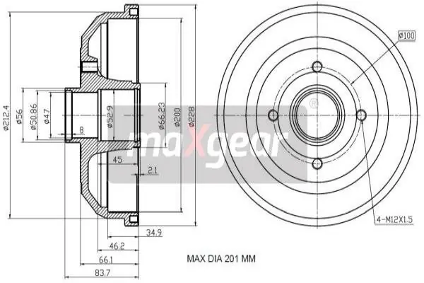 Zniżka BĘBEN HAM. OPEL T. CORSA C 00- BEZ ABS 200X36