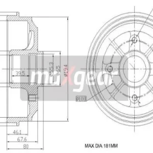 BĘBEN HAMULC. PEUGEOT 106 91- ,206 98- *180MM Cena promocyjna