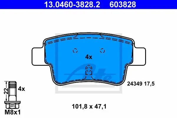 Ograniczona ilość Klocki hamulcowe ATE 13-0460-3828-2 24349175