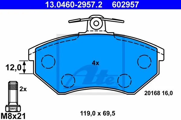 Nie przegap Klocki hamulcowe ATE 13-0460-2957-2 20168160