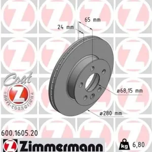 Tarcza hamulcowa ZIMMERMANN 600.1605.20 701615301D Do wyczerpania zapasów