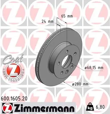 Tarcza hamulcowa ZIMMERMANN 600.1605.20 701615301D Do wyczerpania zapasów